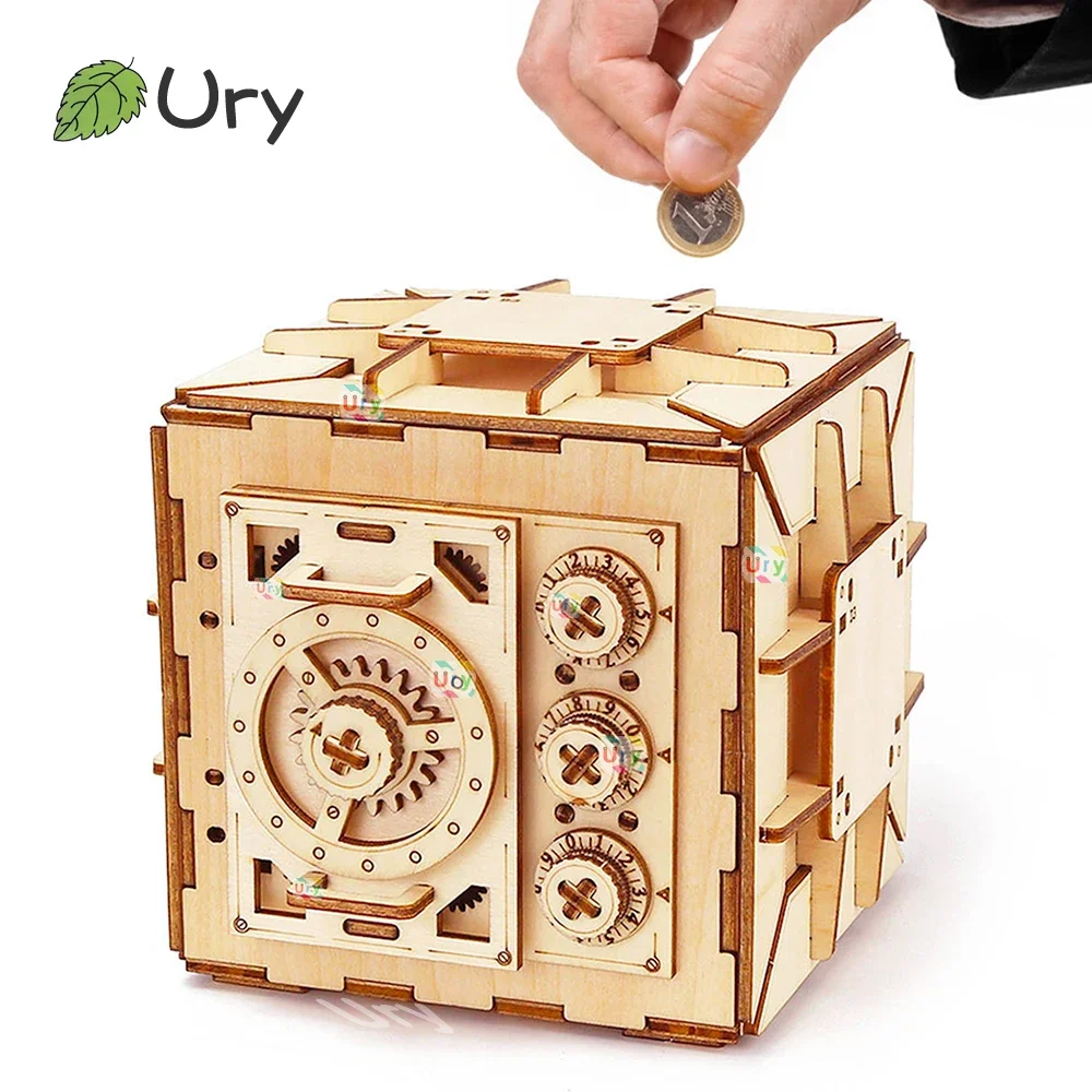 Kids Education Money - URY ثلاثية الأبعاد لغز خشبي كلمة