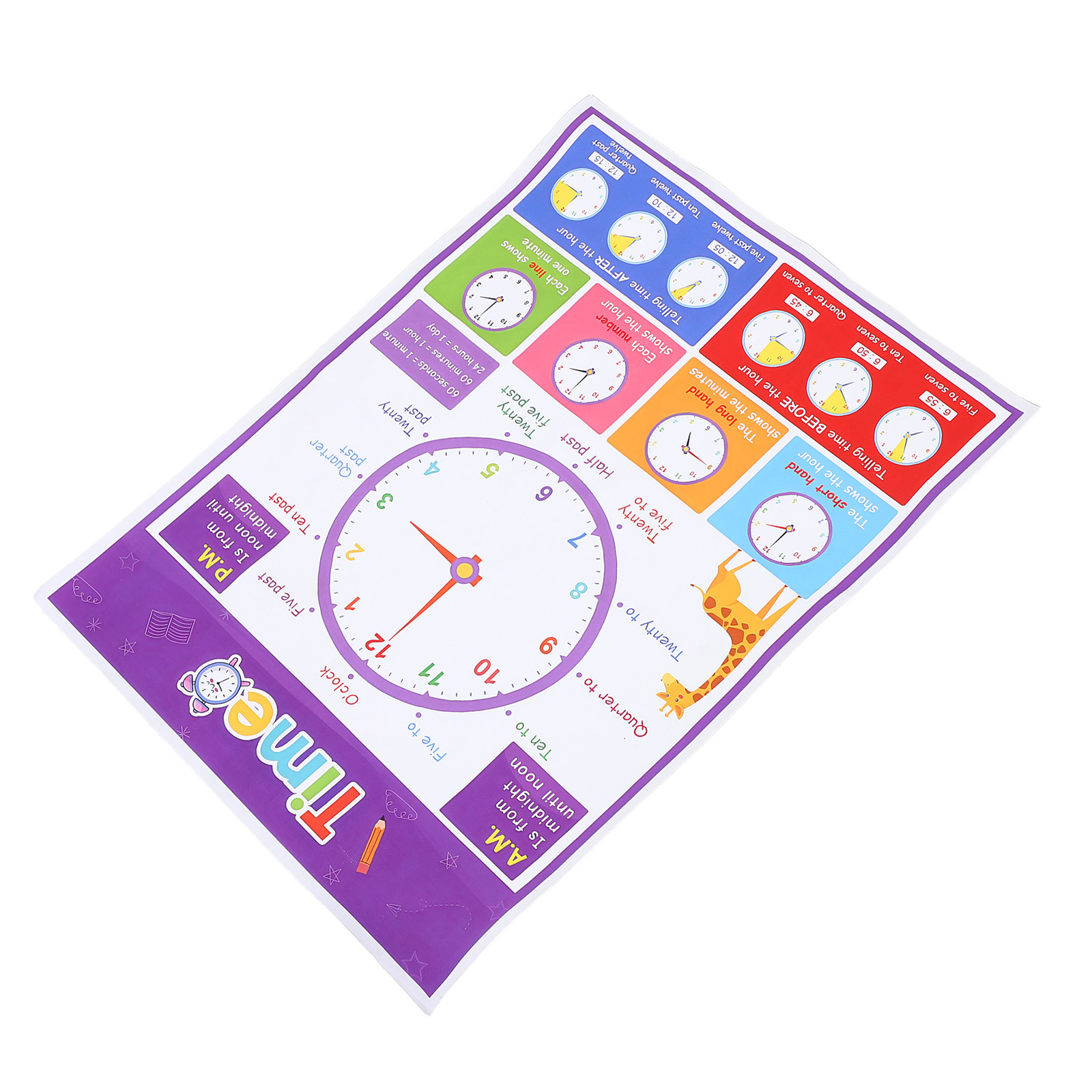 Kids Education Wallpaper - ملصق تعليمي لتعليم الوقت للأطفال، مخطط
