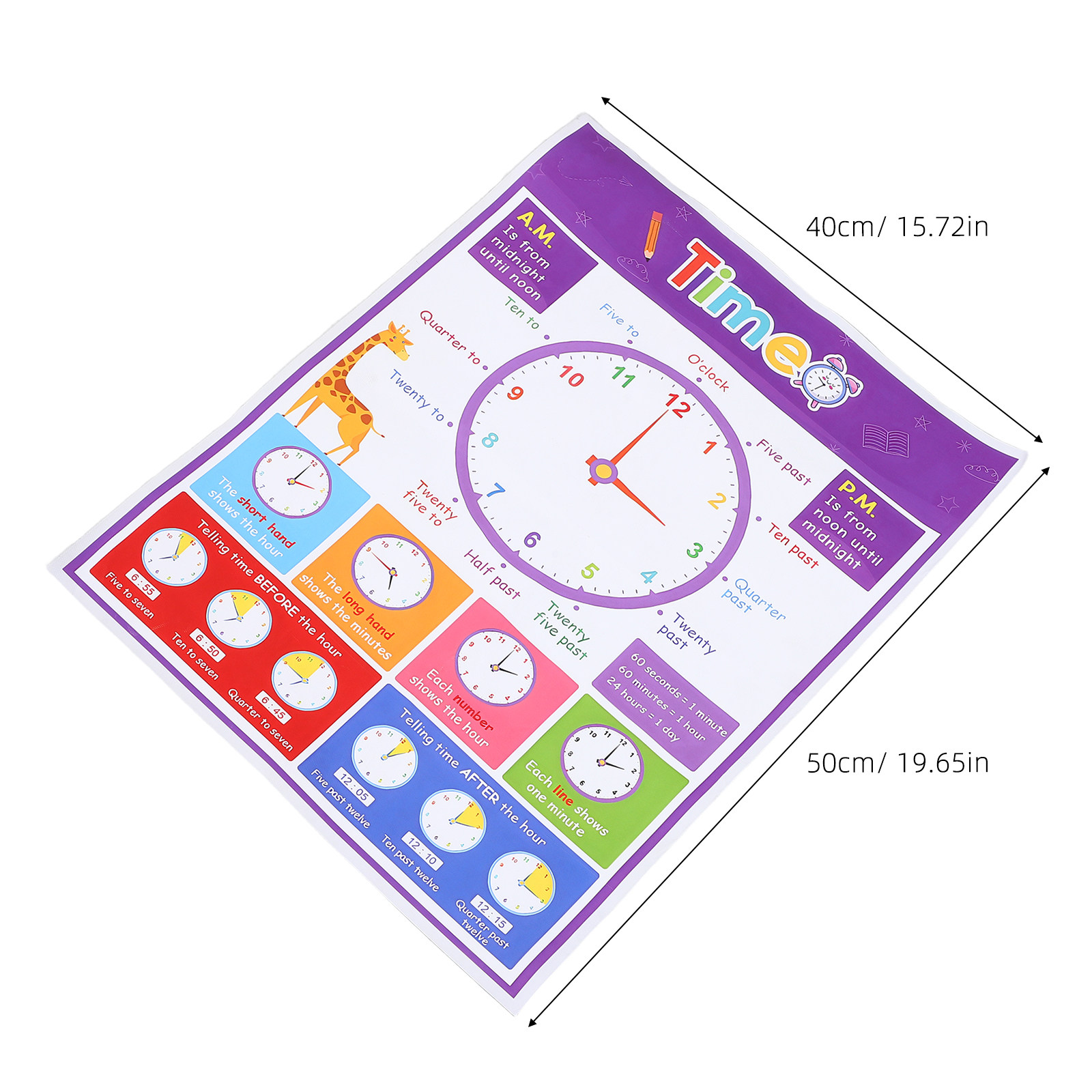 ملصق تعليمي لتعليم الوقت للأطف - مراجعة Kids Education Wallpaper وسعره